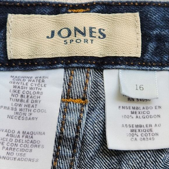 Jones Sport Blue Denim Boyfriend Jeans 16 Straight Leg Lightweight Flat Front - Picture 4 of 5